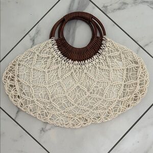 Elegant Cream Crochet Women Bag